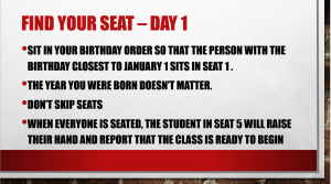 First Day Seating Directions