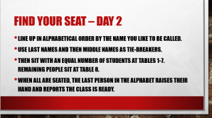 Second Day Seating Activity